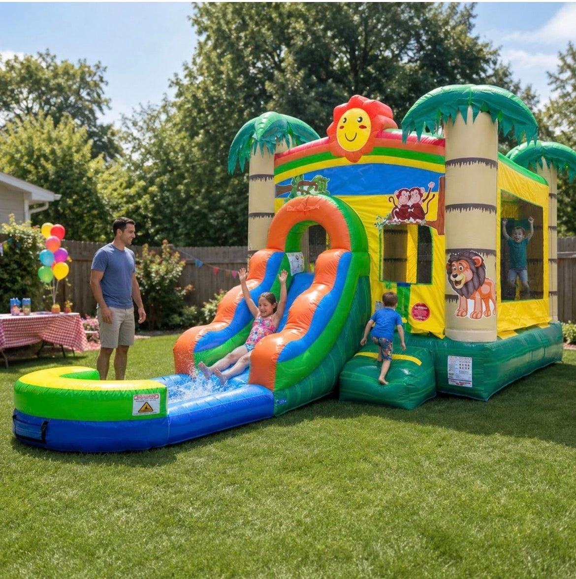 Bounce House Tropical Jungle Smiley Face Combo