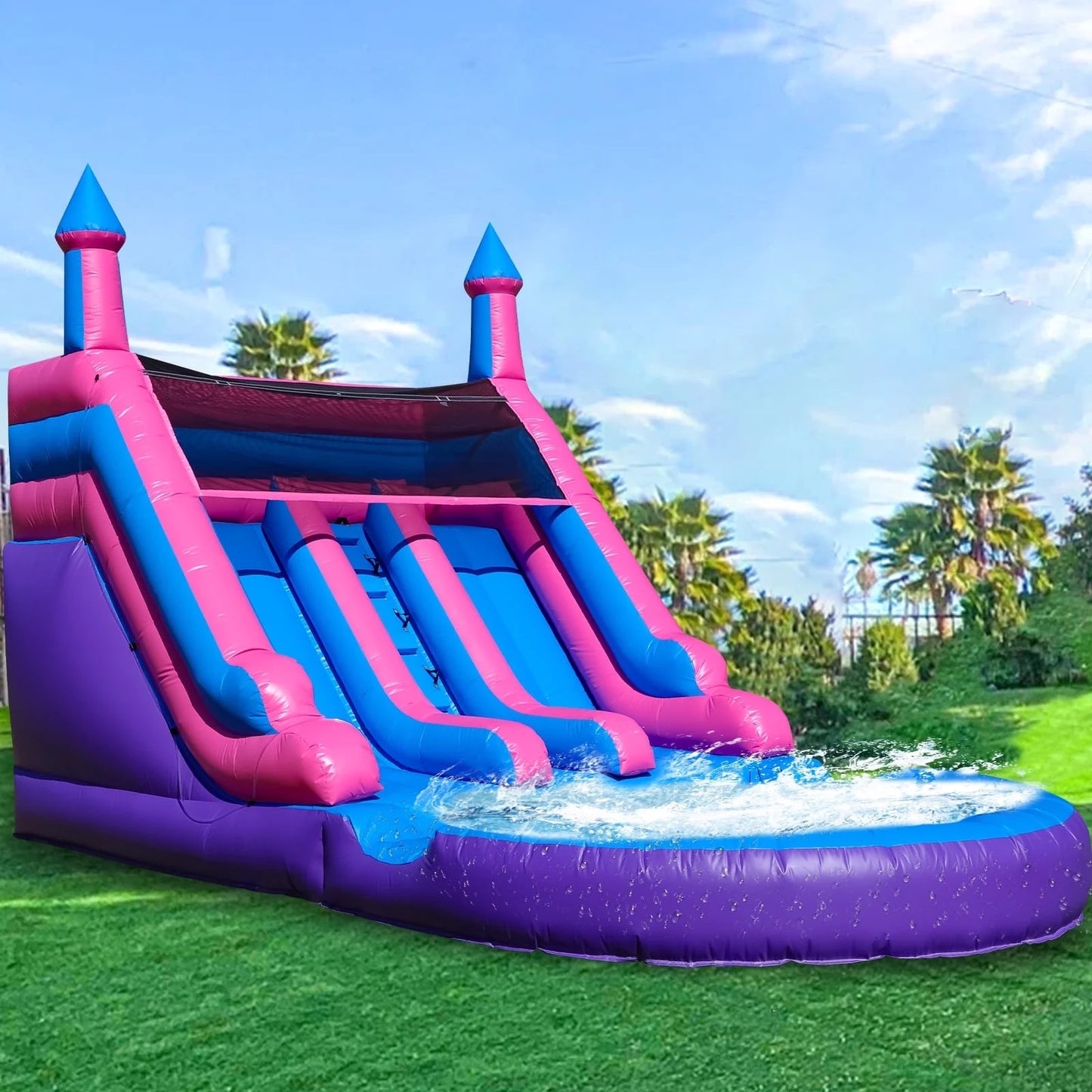 Dual Lane Water Slide with Pool (Wet & Dry)