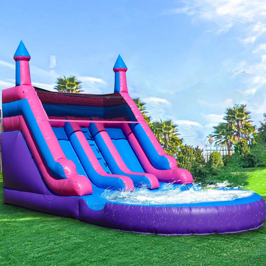Dual Lane Water Slide with Pool (Wet & Dry)