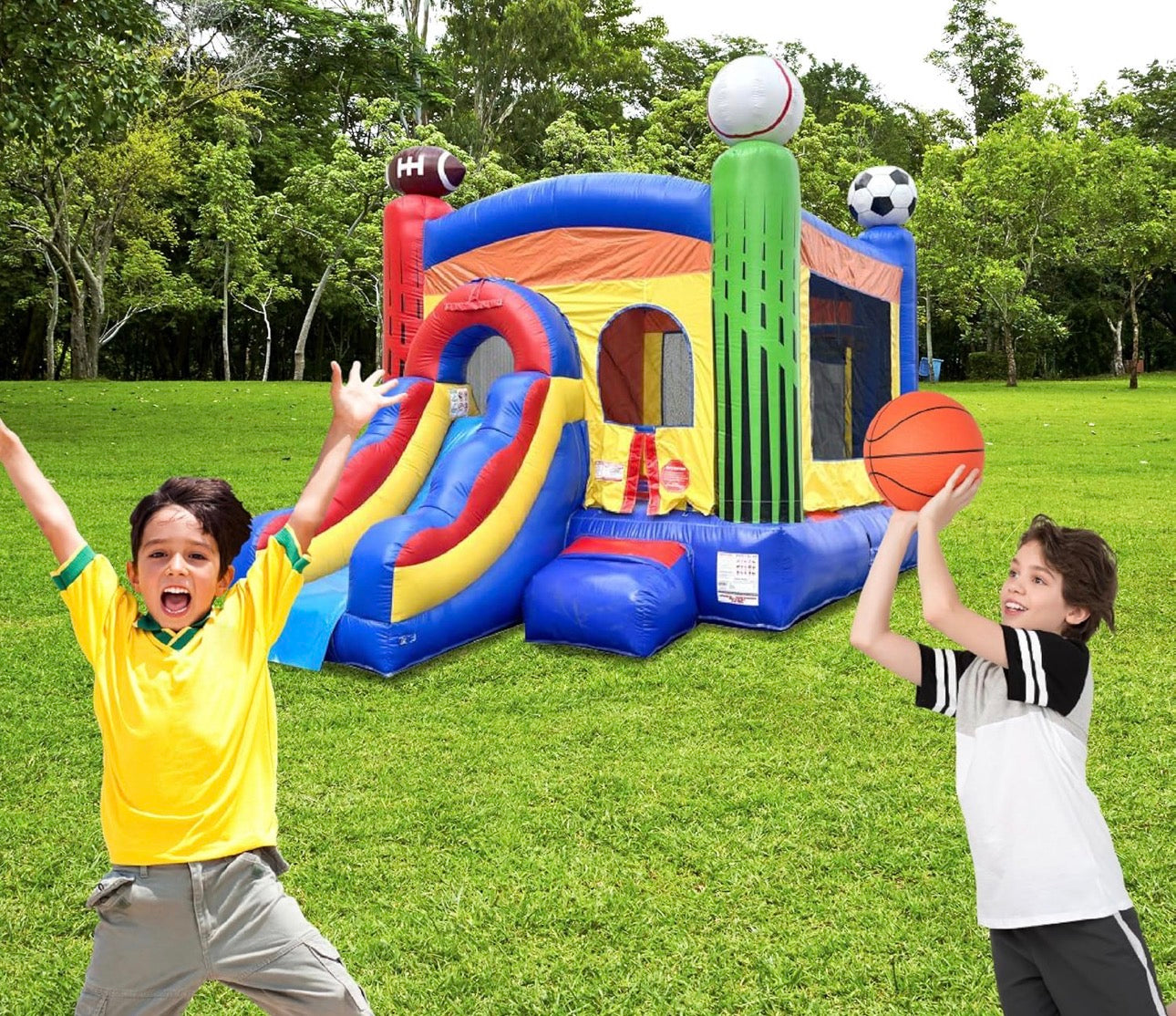 Sports Bounce House Combo with Slide